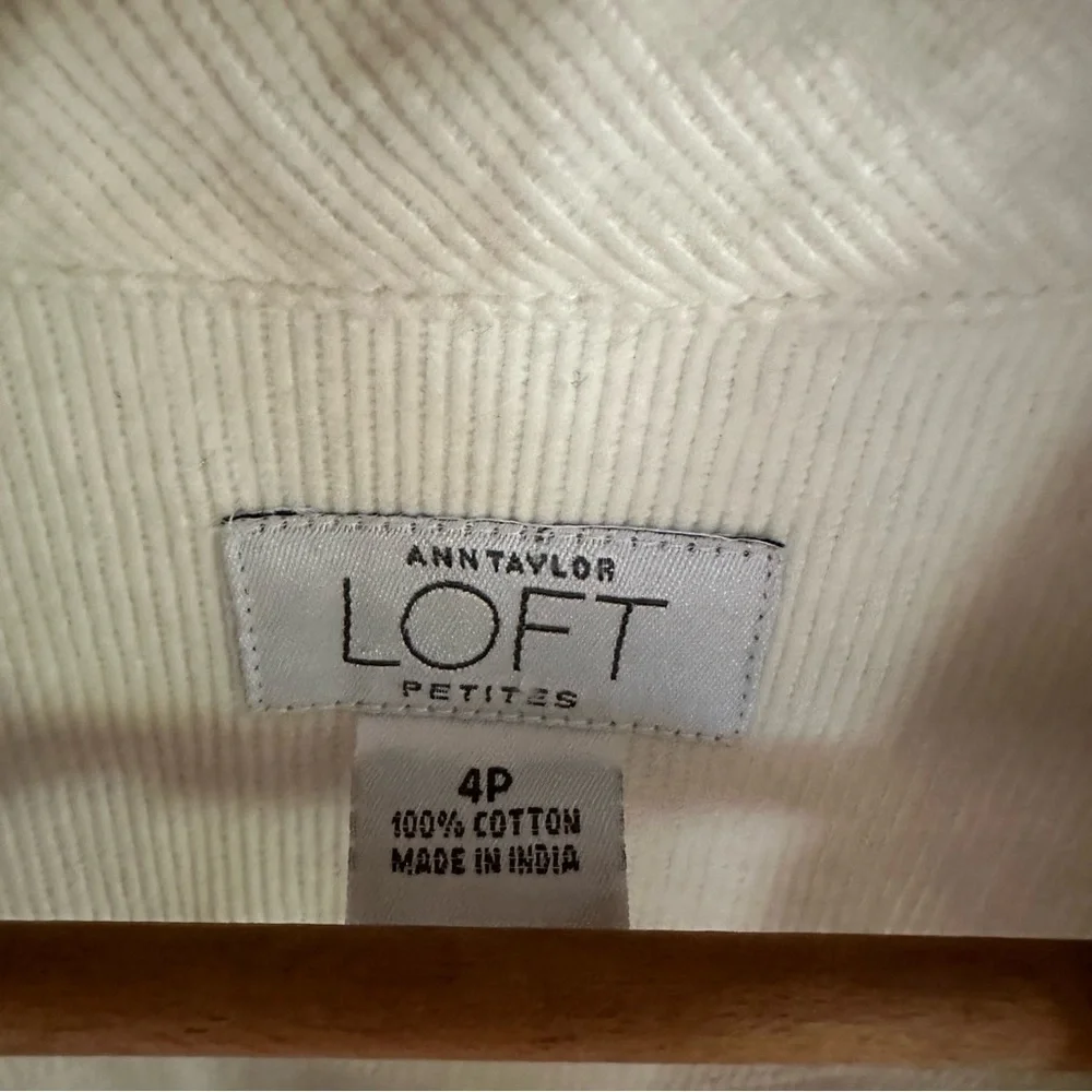 Anne Taylor Loft Corduroy  Blazer Business Casual Minimalist Cream Petite 4